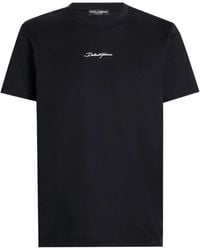 Dolce & Gabbana - Katoenen T-Shirt Met Geborduurde Patch - Lyst