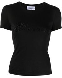 Blumarine - T-shirt en coton à logo strassé - Lyst