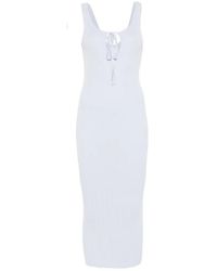 Erika Cavallini Semi Couture - Tie-Neck Ribbed Dress - Lyst