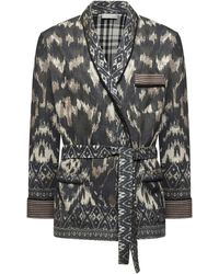 Pierre Louis Mascia - Ikat-Pattern Belted Jacket - Lyst