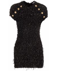 Balmain - Sequin-embellished Tweed Mini Dress - Lyst