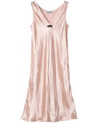 Miu Miu - Logo-Patch V-Neck Dress - Lyst