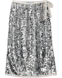 Prada - Sequin-Embellished Wrap Midi Skirt - Lyst