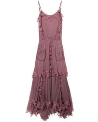 Blumarine - Lace-Trim V-Neck Maxi Dress - Lyst