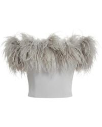 Gemy Maalouf - Feather-Trim Off-Shoulder Top - Lyst