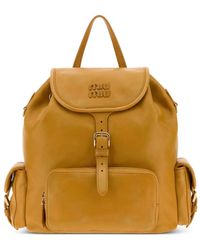 Miu Miu - Logo-Plaque Buckled Backpack - Lyst