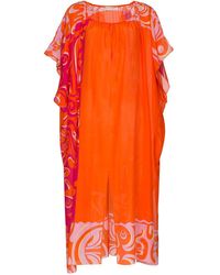 Emilio Pucci Ruffled Psychedelic-print Kaftan - Orange