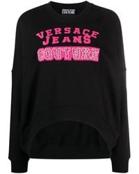 Versace Jeans Couture - Crystal-Embellished Logo-Print Sweatshirt - Lyst