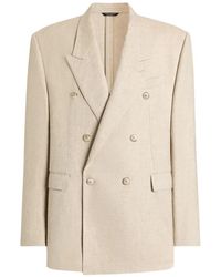 Dolce & Gabbana - Double-Breasted Tweed-Effect Silk And Hemp Jacket - Lyst