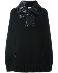 Moncler Cape à capuche contrastante - Noir