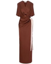 V:PM ATELIER - Samantha Gedrapeerde Geknoopte Maxi-Jurk - Lyst