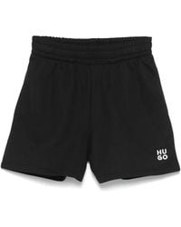 HUGO - Pantalones cortos de algodón con logo bordado - Lyst
