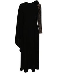 Rayane Bacha - Lace-sleeve Crepe Maxi Dress - Lyst