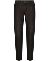 Dolce & Gabbana - Lang geschnittene Tapered-Jeans mit Logo-Applikation - Lyst
