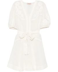 Twinset - Robe Courte À Fleurs Brodées - Lyst