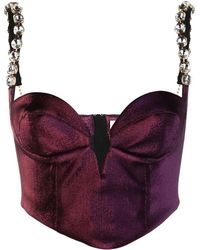 Area - Crystal-embellished Bustier Top - Women's - Polyamide/polyester/cotton/elastaneviscosespandex/elastane - Lyst