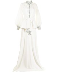 Saiid Kobeisy Bead-embellished Kaftan Dress - White