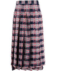 Thom Browne - Frayed-check A-line Skirt - Lyst