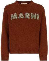 Marni - Wollen Trui Met Logodetail - Lyst
