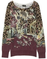 Etro - Leopard-Print Floral-Pattern Sweater - Lyst