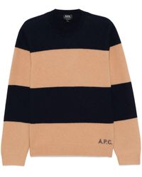 A.P.C. - Striped Virgin Wool Knit Sweater - Lyst