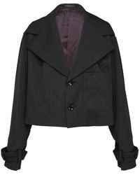 Y's Yohji Yamamoto - Wide-Collar Belted-Cuff Jacket - Lyst