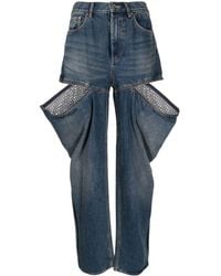 Area - Crystal-slits Tapered Jeans - Lyst