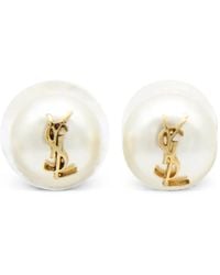 Saint Laurent - Cassandre Faux-Pearl Earrings - Lyst