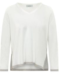Gran Sasso - V-Neck Lurex-Trim Top - Lyst