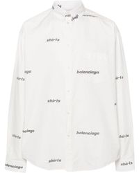 Balenciaga - Popeline-Hemd mit Logo-Print - Lyst