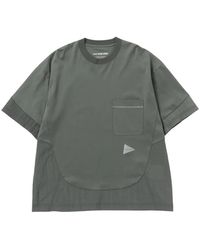 and wander - Combi Panelled Crew-Neckt-Shirt - Lyst