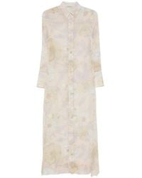 Faliero Sarti - Floral-Print Long-Sleeve Shirt Midi Dress - Lyst