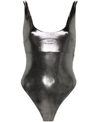 Elisabetta Franchi - Logo-print Metallic Bodysuit - Lyst