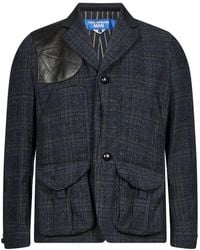 Junya Watanabe - Check Leather-Patch Blazer - Lyst