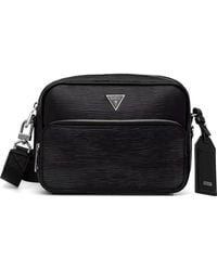 Guess - Milano Logo-Plaque Textured Shoulder Bag - Lyst