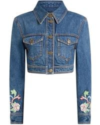 Etro - Floral-Embroidered Cropped Jacket - Lyst
