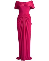 Tadashi Shoji - Pleated V-Neck Maxi Dress - Lyst