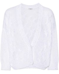 Peserico - Sequin-embellished Cable-knit Cardigan - Lyst