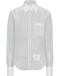 Thom Browne - Pocket Stripe Silk Organza Shirt - Lyst