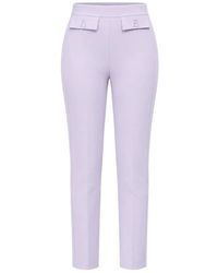Elisabetta Franchi - Pantalon Stretch À Logo Brodé - Lyst