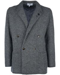 Lardini - Mélange-Effect Knitted Blazer - Lyst