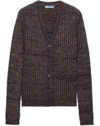 Prada - Rib-Knit V-Neck Cardigan - Lyst