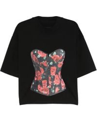 Hamza - Rose-Print Corset T-Shirt - Lyst