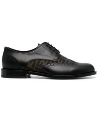 Fendi - Ff- Pattern Leather Derby Shoes - Lyst