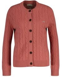 GANT - Cable Knit Cardigan - Lyst