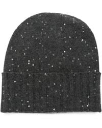 Lorena Antoniazzi - Sequin-Embellished Ribbed-Knit Beanie Hat - Lyst
