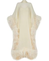 ‎Taller Marmo - Feather-Trimmed Silk Maxi Dress - Lyst