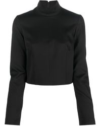 MM6 by Maison Martin Margiela - Cropped High Neck Blouse - Lyst