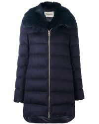 Herno Doudou à col en fourrure de renard - Bleu