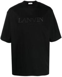 Lanvin - T-shirt en coton à logo appliqué - Lyst